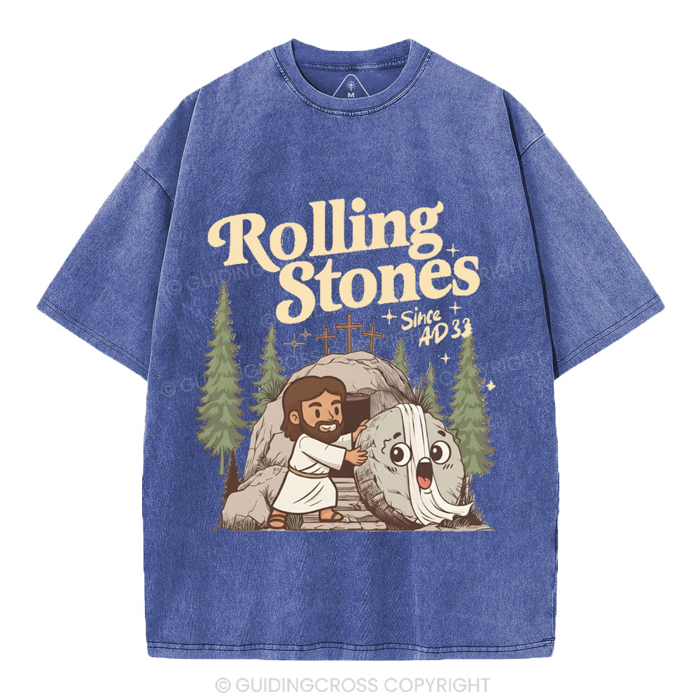 The Stone Was Rolled Away Christian Washed T-Shirt