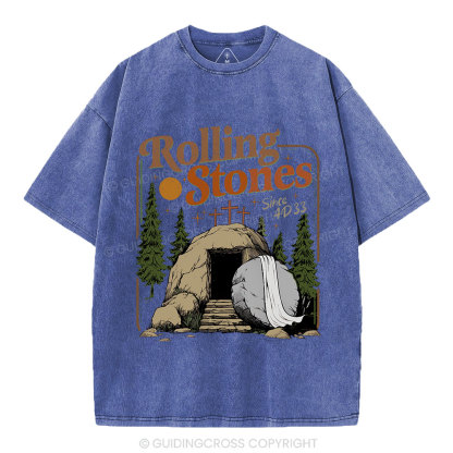 The Stone Was Rolled Away Christian Washed T-Shirt