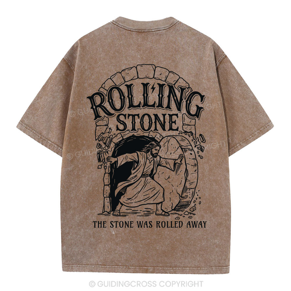 The Stone Was Rolled Away Christian Washed T-Shirt