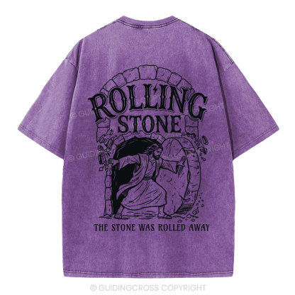 The Stone Was Rolled Away Christian Washed T-Shirt