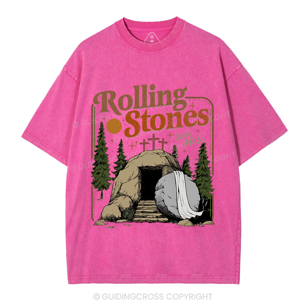The Stone Was Rolled Away Christian Washed T-Shirt