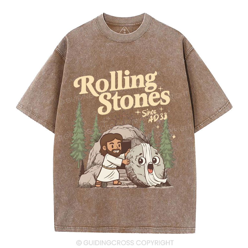 The Stone Was Rolled Away Christian Washed T-Shirt