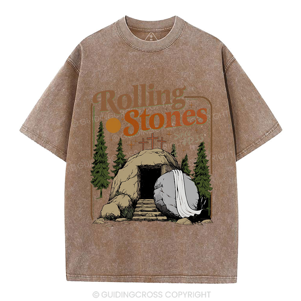 The Stone Was Rolled Away Christian Washed T-Shirt
