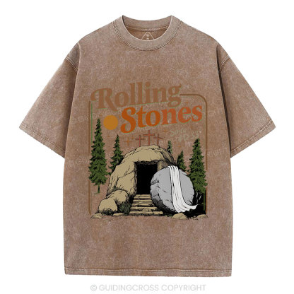 The Stone Was Rolled Away Christian Washed T-Shirt