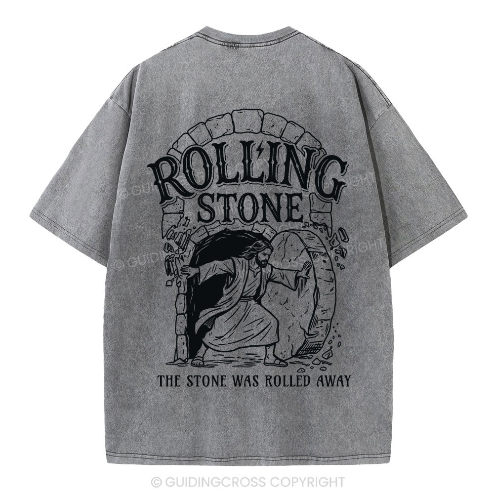 The Stone Was Rolled Away Christian Washed T-Shirt