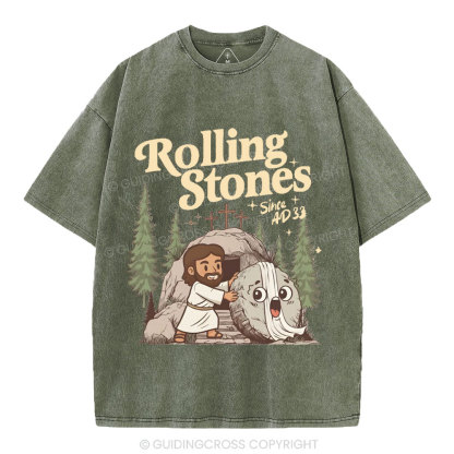 The Stone Was Rolled Away Christian Washed T-Shirt