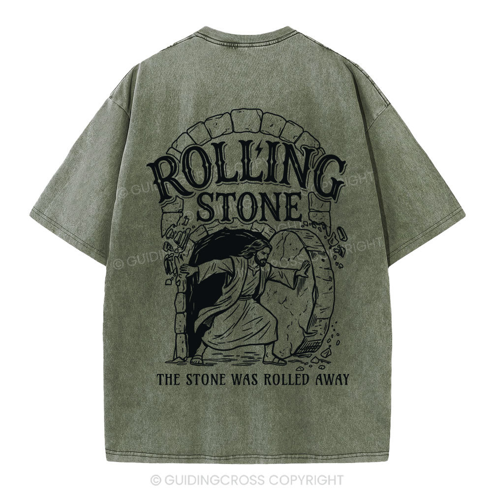 The Stone Was Rolled Away Christian Washed T-Shirt