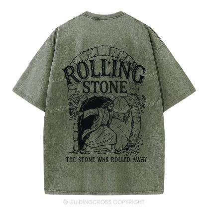 The Stone Was Rolled Away Christian Washed T-Shirt
