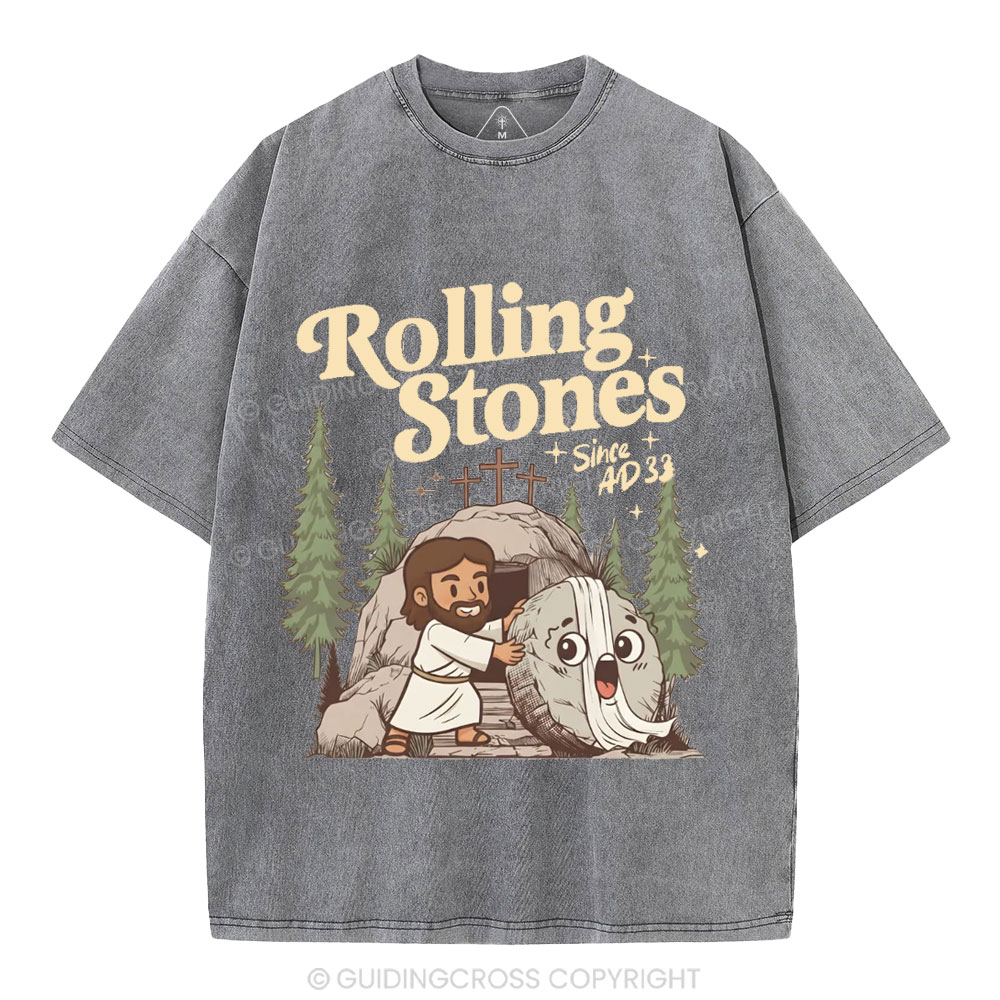 The Stone Was Rolled Away Christian Washed T-Shirt