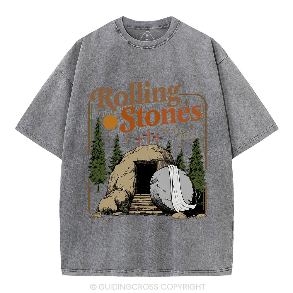 The Stone Was Rolled Away Christian Washed T-Shirt