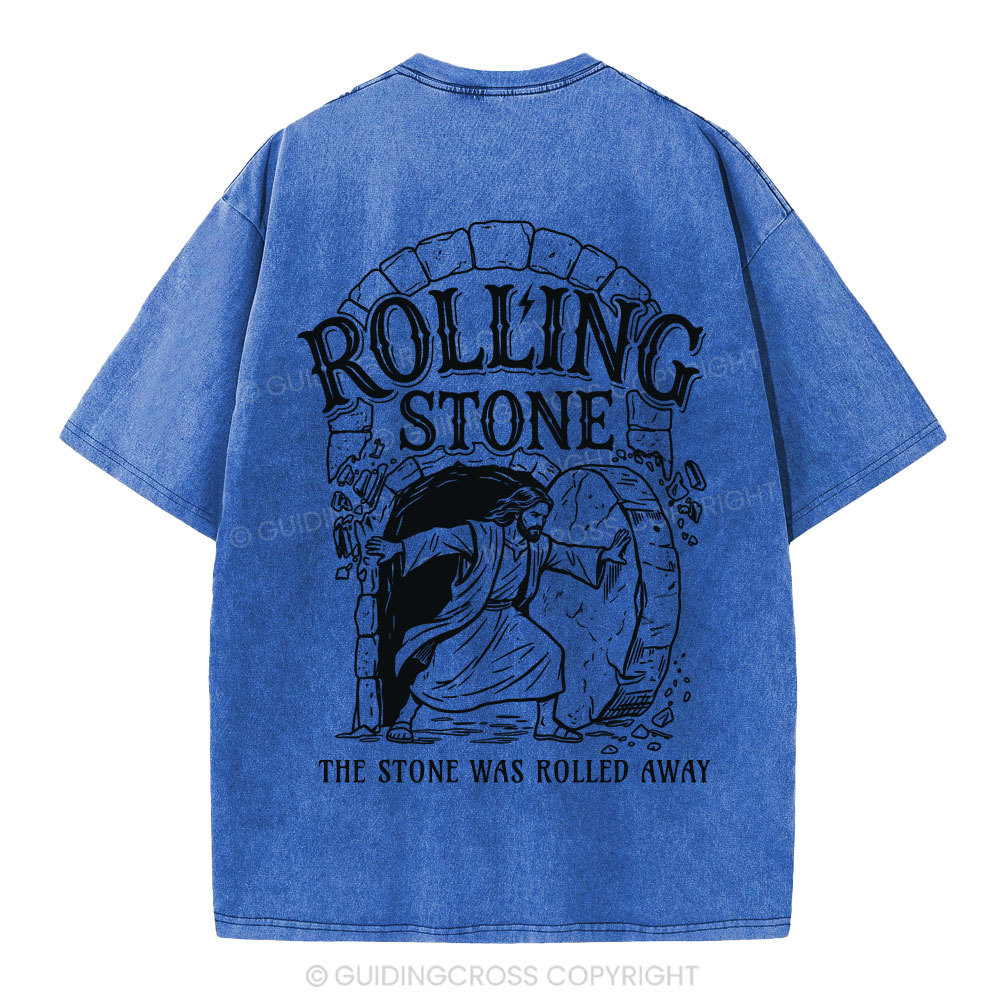 The Stone Was Rolled Away Christian Washed T-Shirt