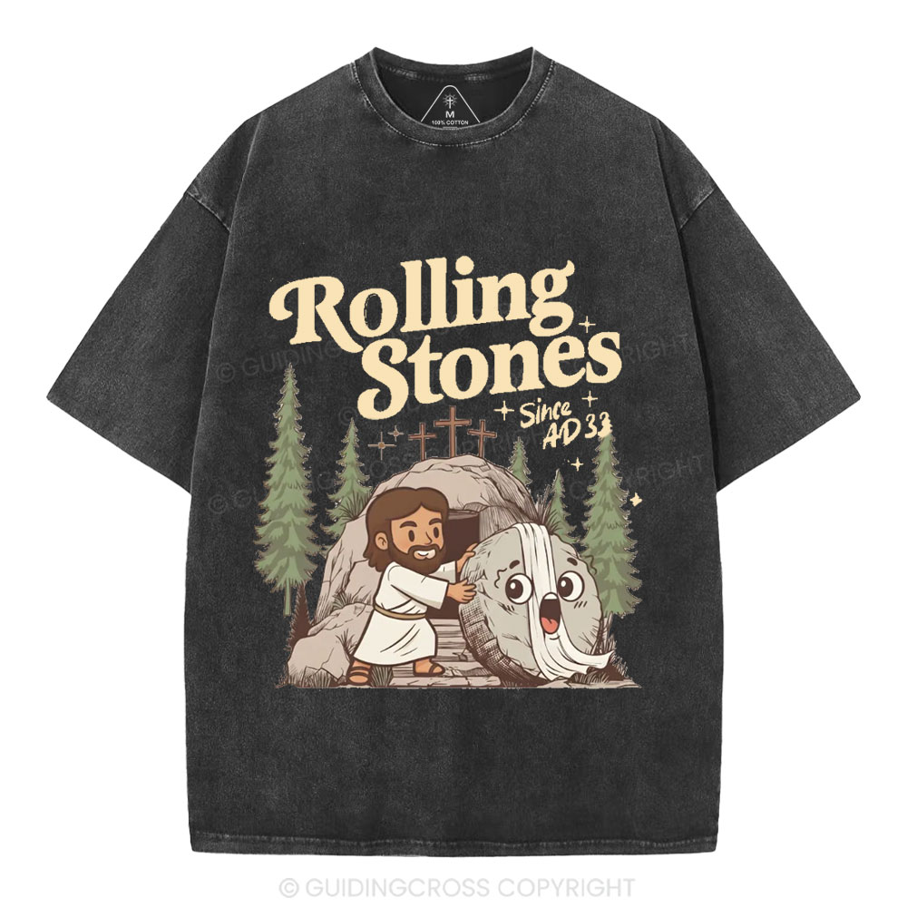 The Stone Was Rolled Away Christian Washed T-Shirt