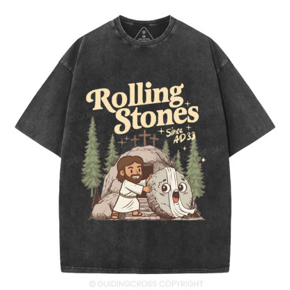 The Stone Was Rolled Away Christian Washed T-Shirt