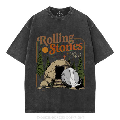 The Stone Was Rolled Away Christian Washed T-Shirt