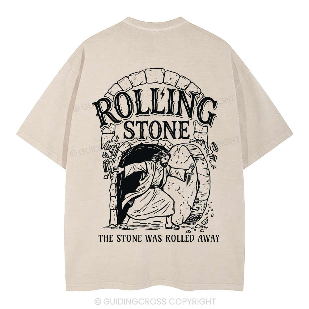 The Stone Was Rolled Away Christian Washed T-Shirt