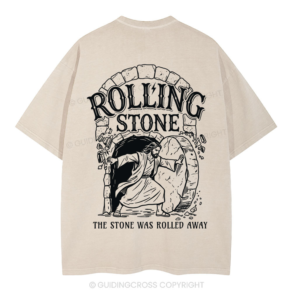 The Stone Was Rolled Away Christian Washed T-Shirt