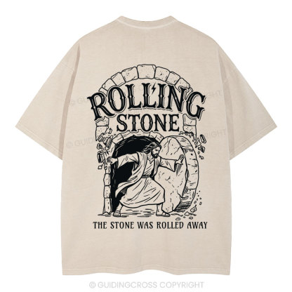 The Stone Was Rolled Away Christian Washed T-Shirt