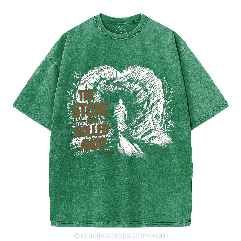 The Stone Was Rolled Away Christian Washed T-Shirt
