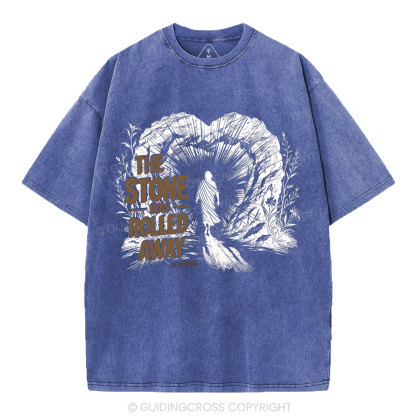 The Stone Was Rolled Away Christian Washed T-Shirt