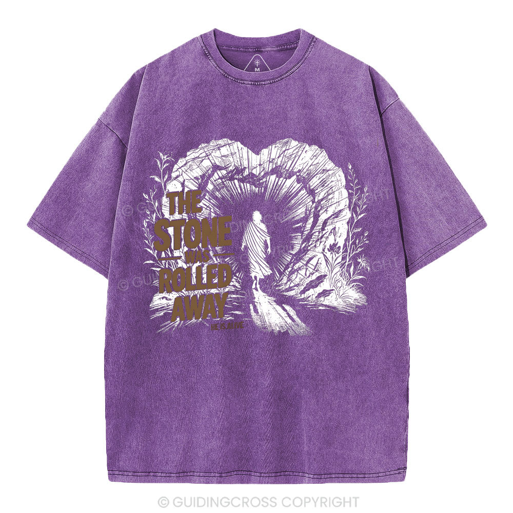 The Stone Was Rolled Away Christian Washed T-Shirt