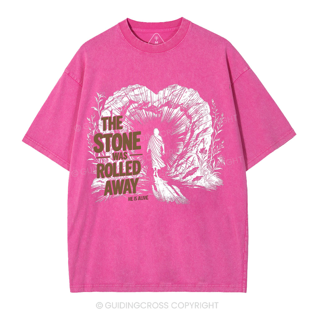 The Stone Was Rolled Away Christian Washed T-Shirt