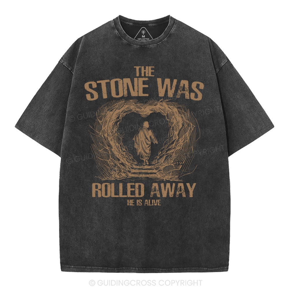 The Stone Was Rolling Away Christian Washed T-Shirt