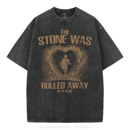 The Stone Was Rolling Away Christian Washed T-Shirt