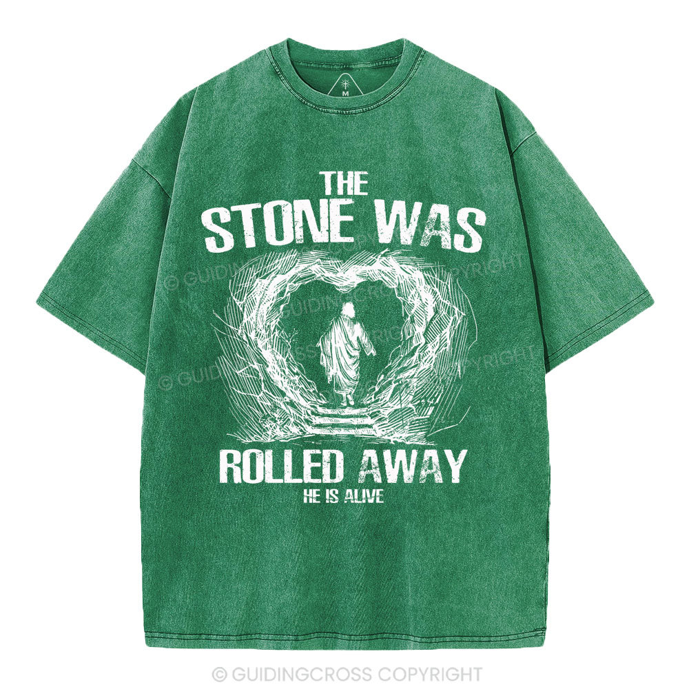 The Stone Was Rolling Away Christian Washed T-Shirt