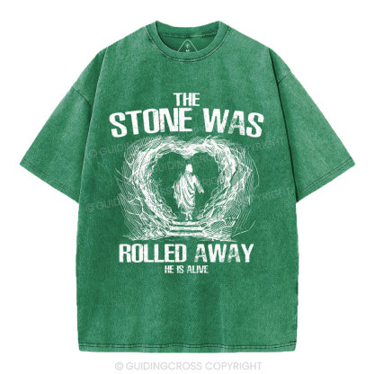 The Stone Was Rolling Away Christian Washed T-Shirt