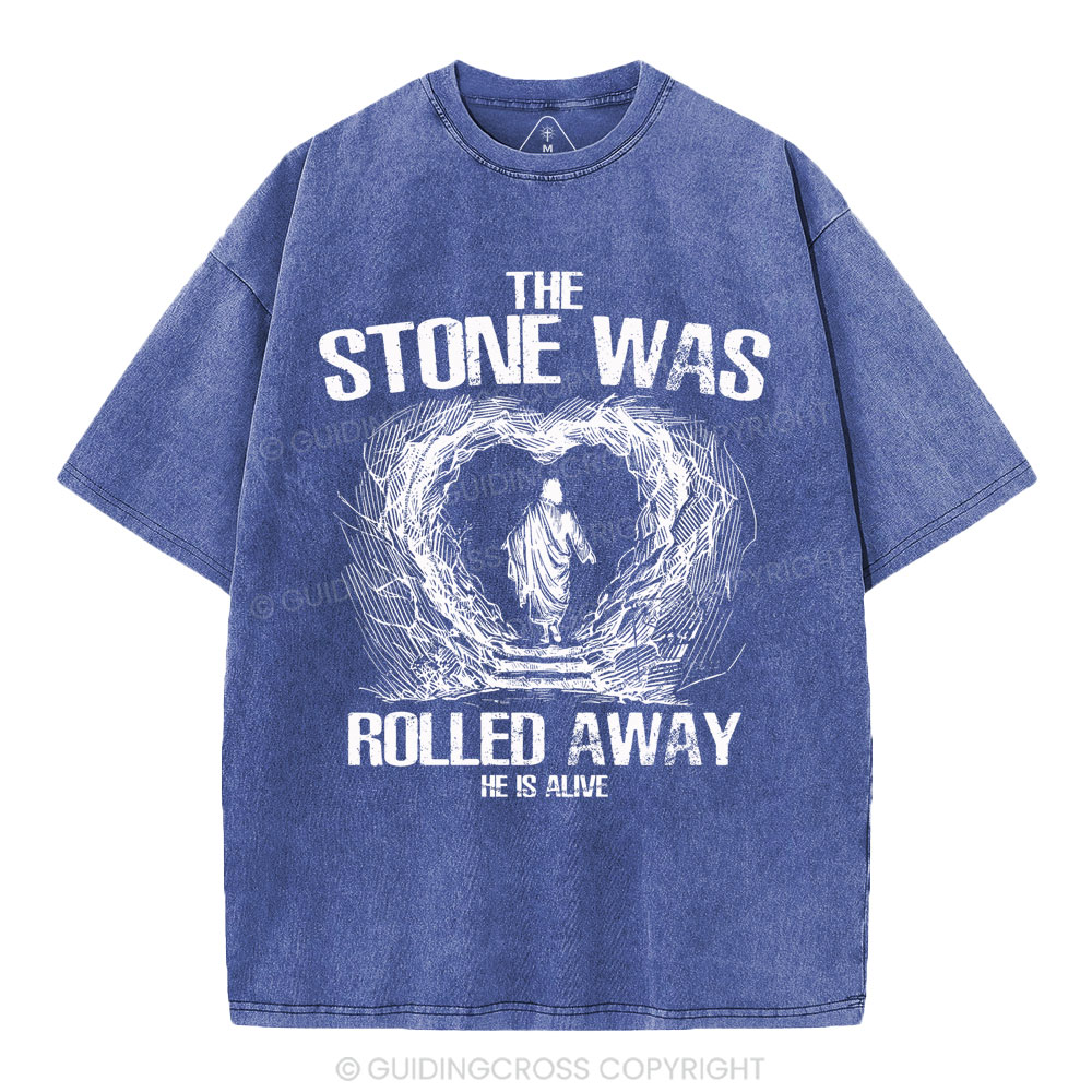 The Stone Was Rolling Away Christian Washed T-Shirt