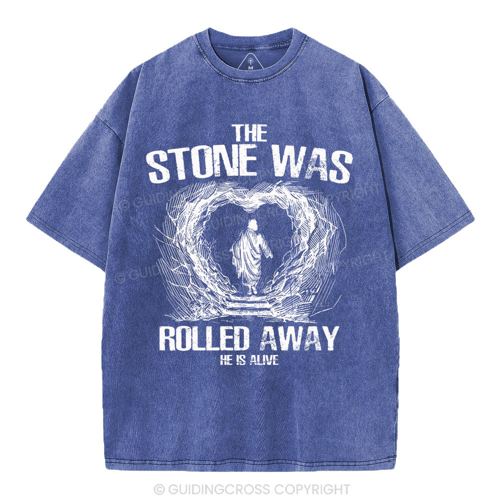 The Stone Was Rolling Away Christian Washed T-Shirt