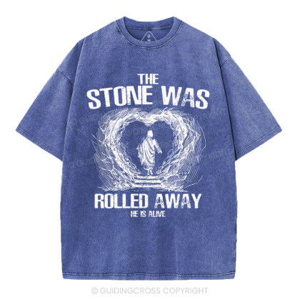 The Stone Was Rolling Away Christian Washed T-Shirt
