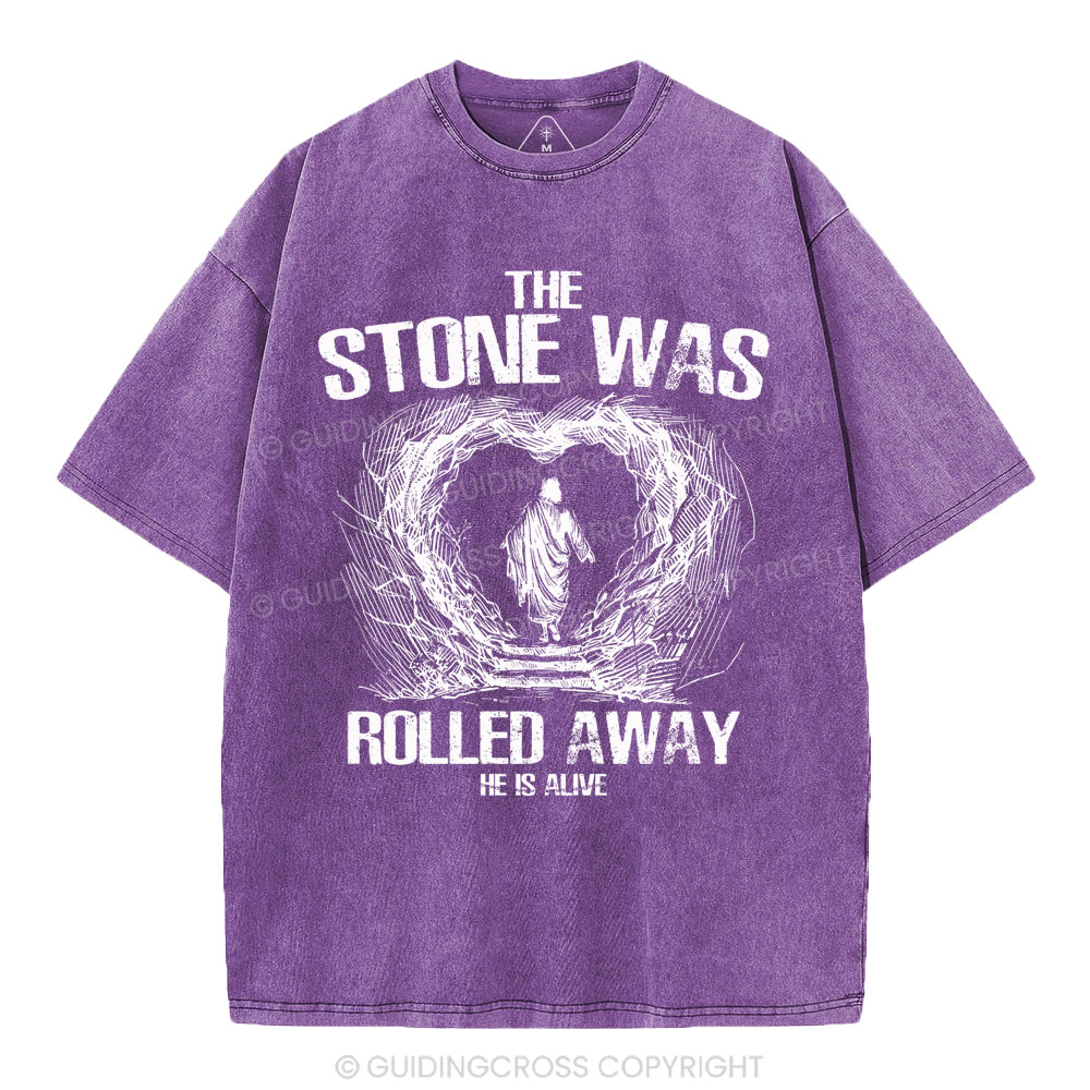 The Stone Was Rolling Away Christian Washed T-Shirt