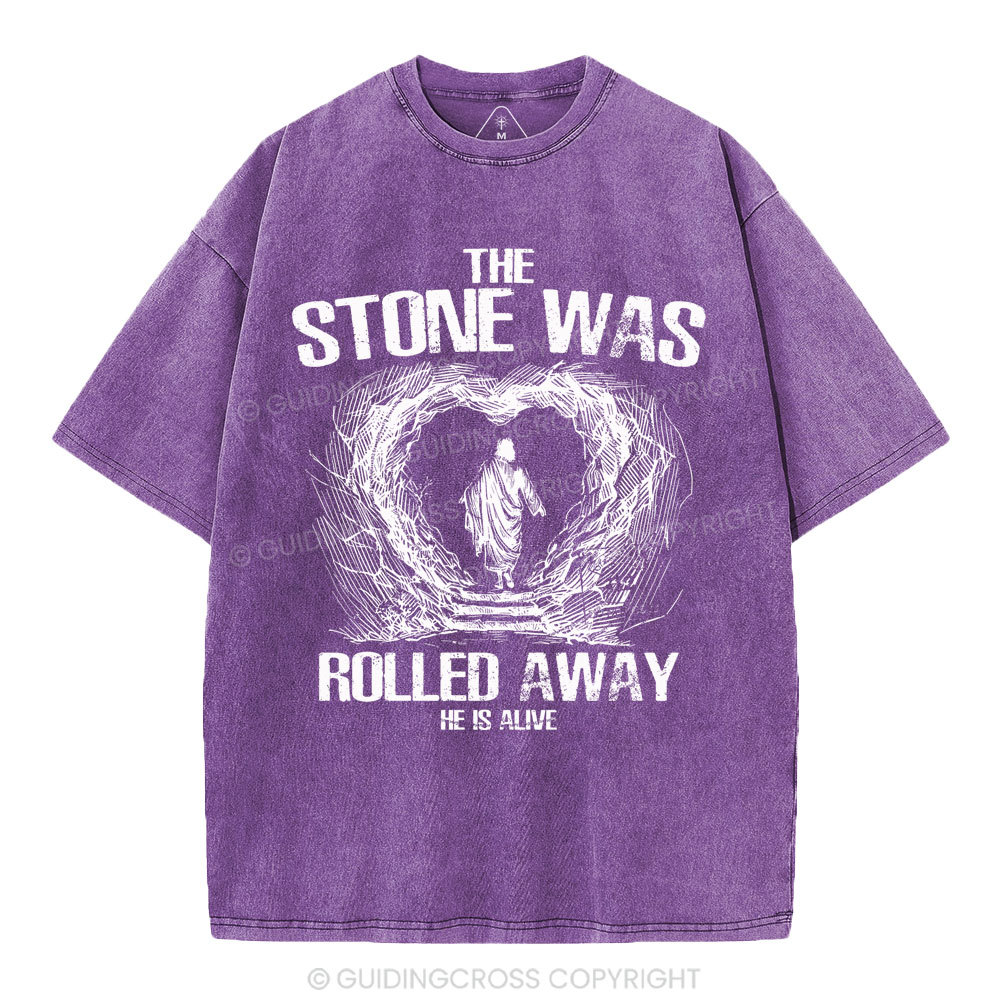 The Stone Was Rolling Away Christian Washed T-Shirt