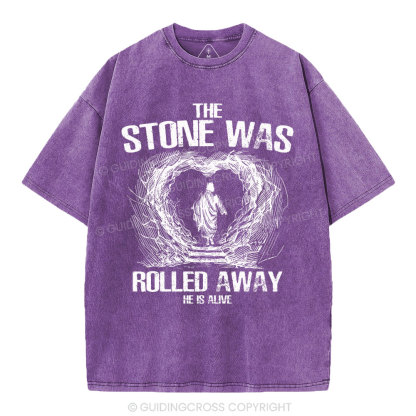 The Stone Was Rolling Away Christian Washed T-Shirt
