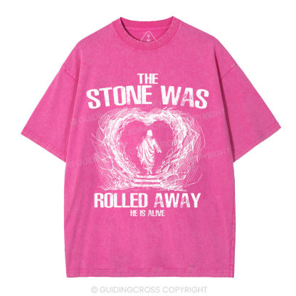 The Stone Was Rolling Away Christian Washed T-Shirt