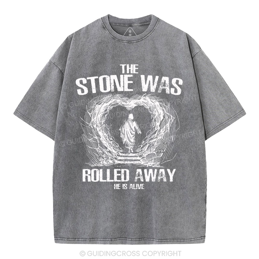 The Stone Was Rolling Away Christian Washed T-Shirt