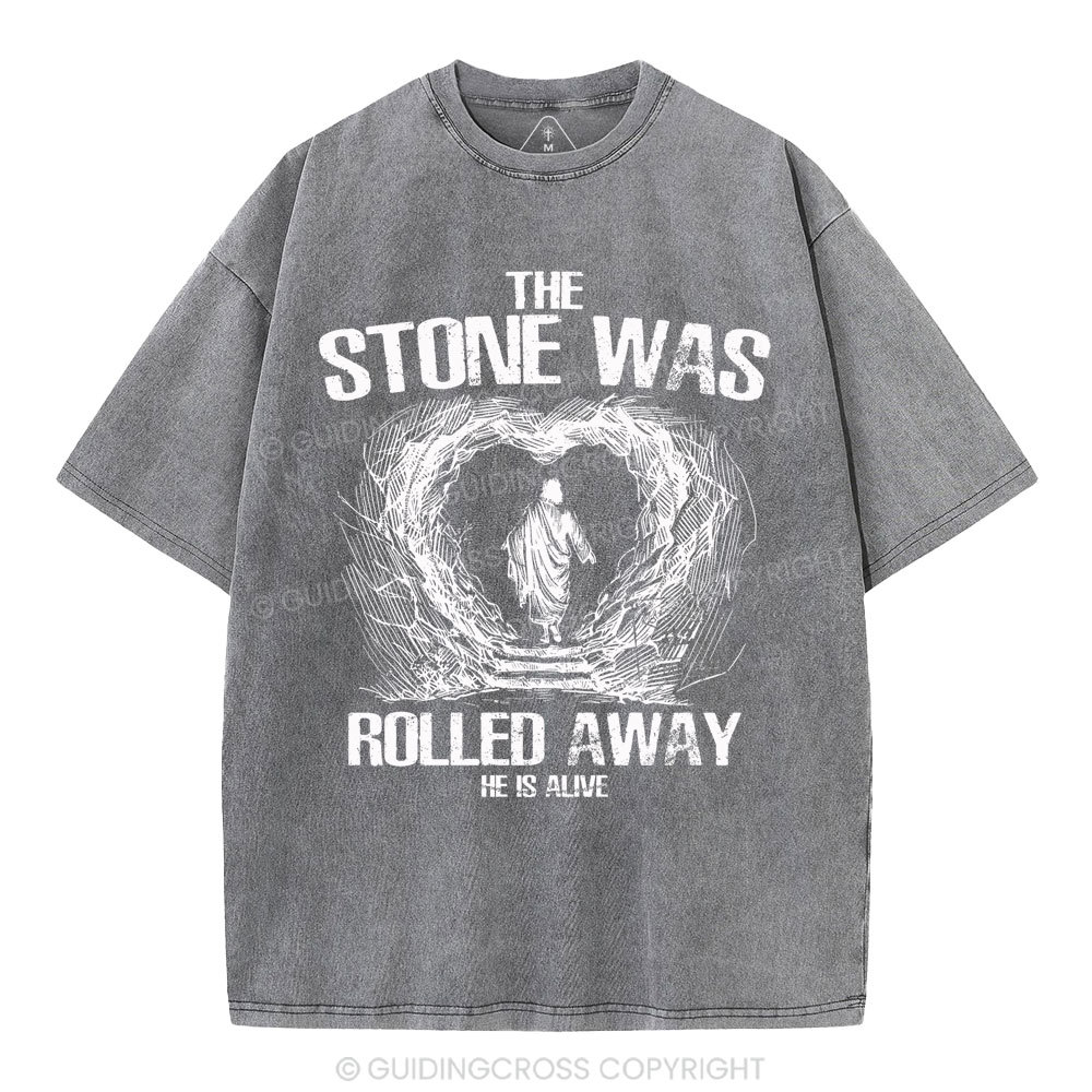 The Stone Was Rolling Away Christian Washed T-Shirt