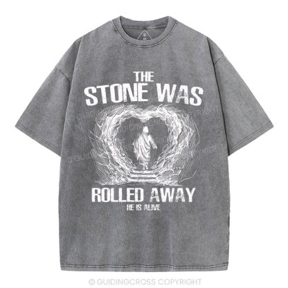 The Stone Was Rolling Away Christian Washed T-Shirt