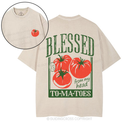 Blessed From My Head To-Ma-Toes Christian Washed T-Shirt