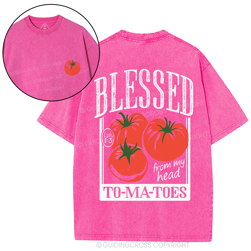 Blessed From My Head To-Ma-Toes Christian Washed T-Shirt
