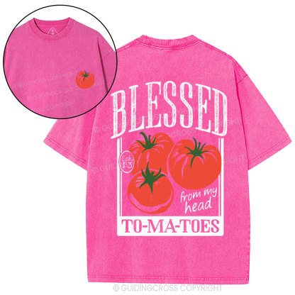 Blessed From My Head To-Ma-Toes Christian Washed T-Shirt