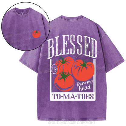 Blessed From My Head To-Ma-Toes Christian Washed T-Shirt