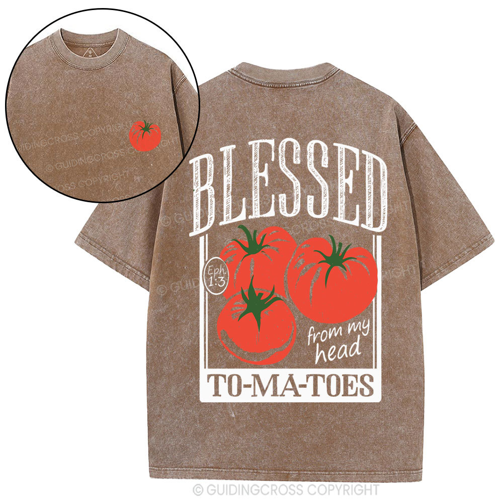 Blessed From My Head To-Ma-Toes Christian Washed T-Shirt