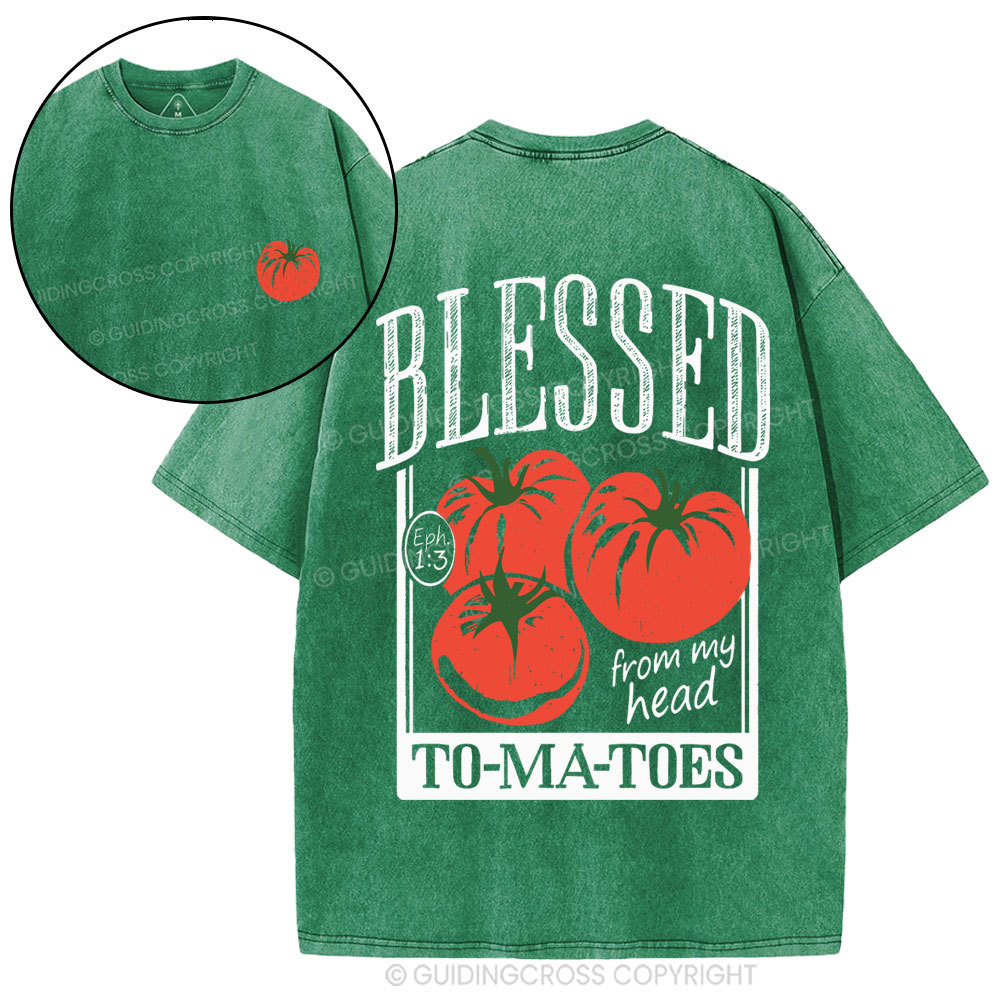 Blessed From My Head To-Ma-Toes Christian Washed T-Shirt