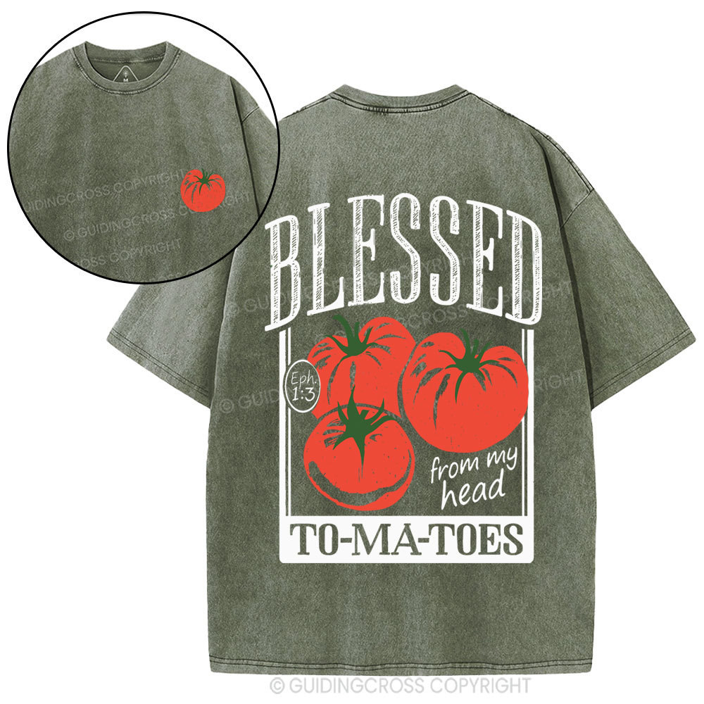 Blessed From My Head To-Ma-Toes Christian Washed T-Shirt