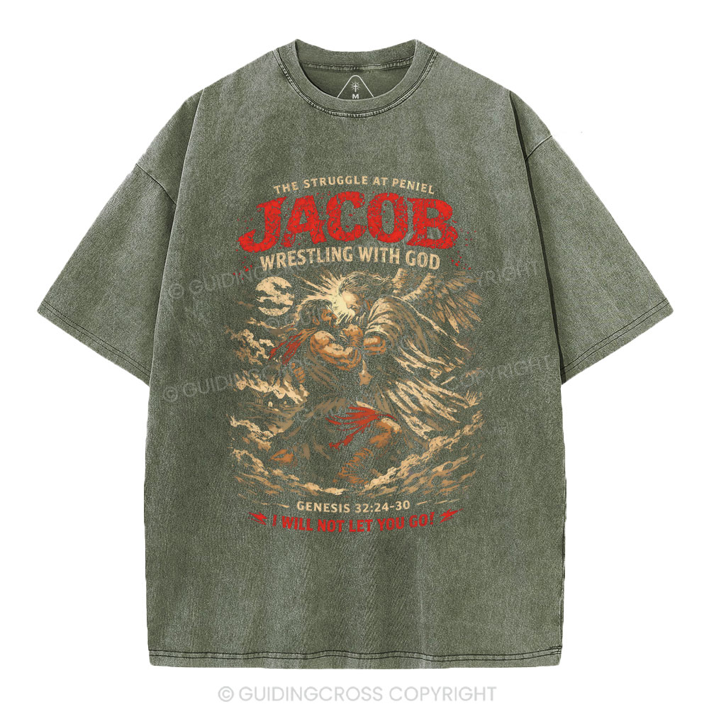 The Struggle Peniel Jacob Wrestling With God Christian Washed T-Shirt