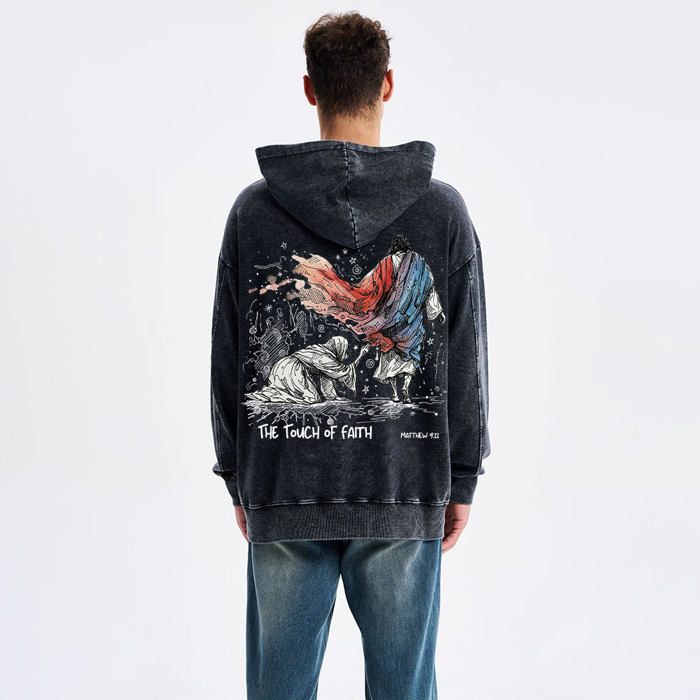 The Touch Of Faith Christian Washed Hoodie
