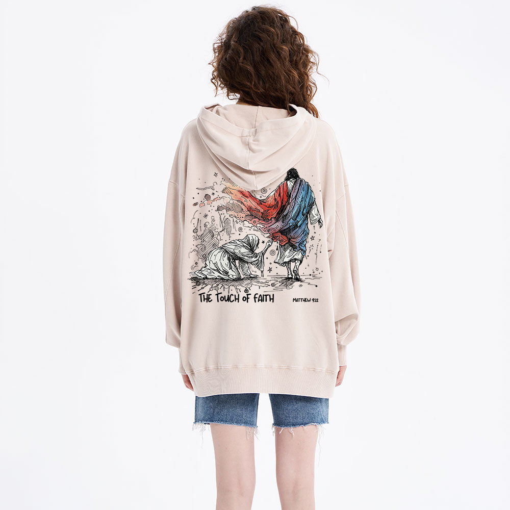 The Touch Of Faith Christian Washed Hoodie