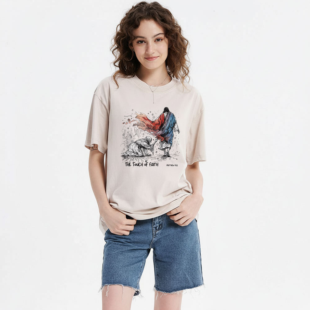 The Touch Of Faith Christian Washed T-Shirt